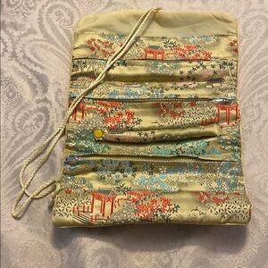 Charming Yellow and Red Cosmetic Bags with Scenic Design